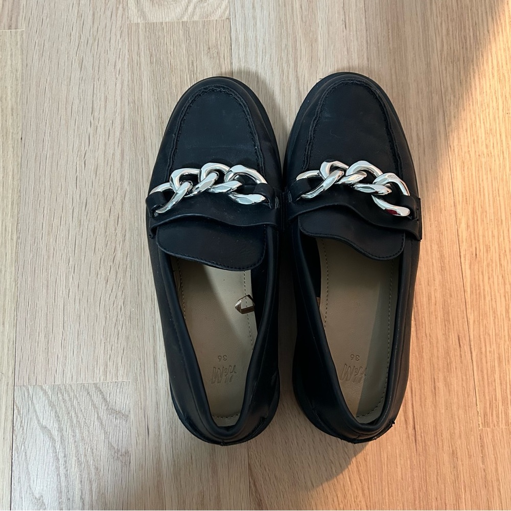 H&M Black Chain Loafers